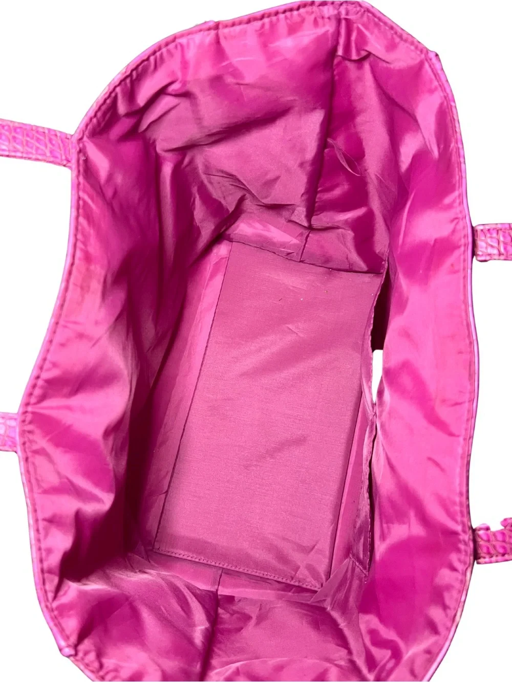 Hot Pink Croc Embossed Oversized Tote Bag w/ Large Felt Organizer Insert
